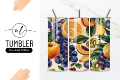 Watercolor Fruit Arrangement with Grapes Orange Kiwi Papaya Product Image 1