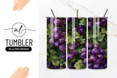 Watercolor Illustration of Purple Grapes and Green Leaves Product Image 1