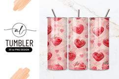 Watercolor Hearts and Strawberry Hearts Pattern on Pink Product Image 1