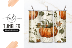 Watercolor Pumpkins with Leaves and Vines Autumnal Product Image 1