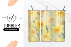 Watercolor Daffodils Floral Pattern Yellow and Peach Flowers Product Image 1