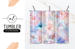 Watercolor Floral Pattern in Pastel Pink Blue and Peach Tone Product Image 1