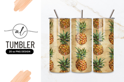Watercolor Pineapple Pattern on Textured Beige Background Product Image 1