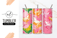 Colorful Chicken Pattern on Pink Background Product Image 1