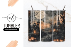 Haunted halloween village tumbler png design Product Image 1