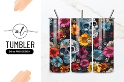 Vibrant sugar skull and floral tumbler design Product Image 1