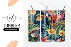 Tropical parrot and floral tumbler design Product Image 1