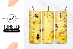 Bright yellow bee and flower tumbler design Product Image 1