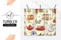 Vintage tea party tumbler png design Product Image 1