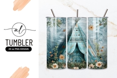 Blue tepee nature tumbler png design Product Image 1