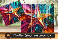 Iridescent Star Shape With Liquid Glass Tumbler Png Product Image 1
