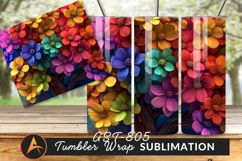 Colorful Flower Tree For Tumbler Png Sublimation Product Image 1