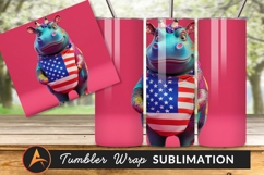 Patriotic Hippo Wearing American Flag Tumbler Png Product Image 1