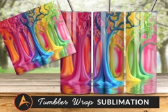 Colorful Dreamlike Trees Reflecting In Water Tumbler Png Product Image 1