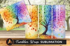 Rainbow Watercolor Tree Tumbler Png Illustration Product Image 1