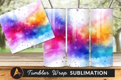 Colorful Watercolor Galaxy Background For Tumbler Png Product Image 1