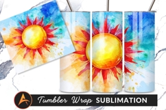 Watercolor Sun Art Tumbler Png Design Product Image 1