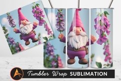 Cute Garden Gnome With Pink Foxglove Flowers Tumbler Png Product Image 1