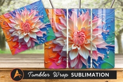 Pink Dahlia Bloom On Vibrant Abstract Paint Swirls Tumbler Product Image 1
