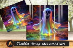 Holographic Ghost Tumbler Png With Vibrant Halloween Product Image 1