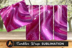 Abstract Pink Glittering Surface With Glossy Waves Tumbler Product Image 1