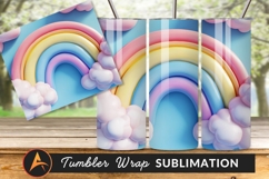 Pastel Rainbow With Clouds Illustration Colorful Design Product Image 1