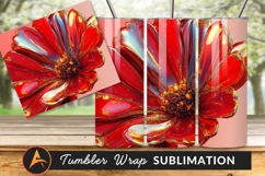 Abstract Red Flower With Golden Glitter Sparkle Tumbler Png Product Image 1
