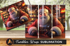 Santa Claus Relaxing At Bar With Tumbler Png Festive Product Image 1