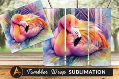 Artistic Flamingo Portrait Amidst Tropical Foliage Tumbler Product Image 1