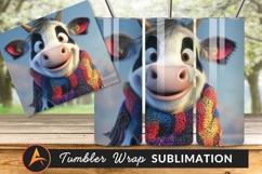 Cartoon Style Winter Cow Portrait Wearing Colorful Tumbler Product Image 1