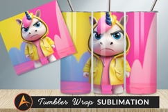 Grumpy Unicorn Character With Yellow Raincoat Tumbler Png Product Image 1