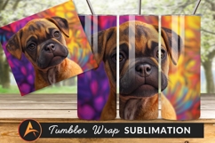 Cute Boxer Puppy On A Colorful Background Product Image 1