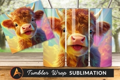 Fluffy Highland Cow Puppy With Colorful Sky Tumbler Product Image 1