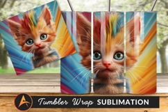 Cute Kitten Rainbow Hair Tumbler Png Graphic Product Image 1