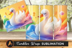 Swan Illustration On Colorful Abstract Tumbler Png Product Image 1