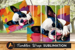 Sleeping Boston Terrier Dog Colorful Abstract Painting Product Image 1