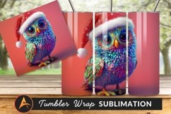 Festive Colorful Owl With Santa Hat Portrait Tumbler Product Image 1