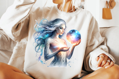 astrology girl png, mystical orb clipart, zodiac horoscope sublimation, astrology magic girl design, celestial orb artwork, astrology png for cricut, zodiac mystical girl illustration, cosmic astrology clipart, magical orb astrology png, astrology printab