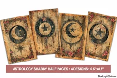Astrology Old Book Pages | Moon & Stars Junk Journal Papers Product Image 1