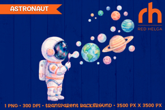 cute astronaut clipart, watercolor astronaut, kids t-shirt design, nursery decor, sublimation design, boys room decor, space watercolor, boy birthday shirt, space party decor, bubble astronaut, astronaut png, space watercolor, planet clipart, kids shirt
