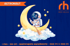astronaut clipart, space nursery png, watercolor crescent moon, nursery wall art, kids space theme, galaxy sublimation, baby boy clipart, scrapbooking art, baby shirt design, cute watercolor astronaut, crescent moon art, digital download