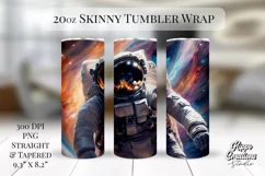 Astronaut In Space Skinny Tumbler Wrap - 20 oz Tumbler Wrap Product Image 1