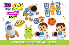 Astronaut Elements 3D SVG Product Image 1