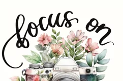 Focus On Positivity Png Instant Download Floral Photo Camera Product Image 2