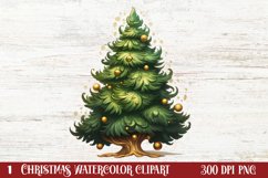 Watercolor Christmas tree clipart, Christmas tree Clipart Product Image 1