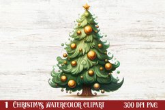 Watercolor Christmas tree clipart, Christmas tree Clipart Product Image 1