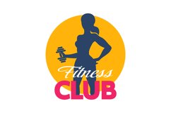 Athletic Girl with dumbbell Fitness Club Emblem Product Image 1