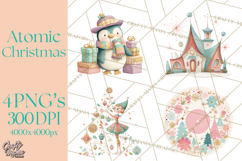 Atomic Christmas PNG Clipart, Retro Holiday Art Cllip Art Product Image 1