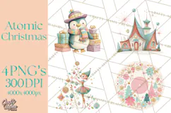Atomic Christmas PNG Clipart, Retro Holiday Art Cllip Art Product Image 1