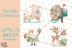 Atomic Christmas PNG Clipart, Retro Holiday Art Cllip Art Product Image 1